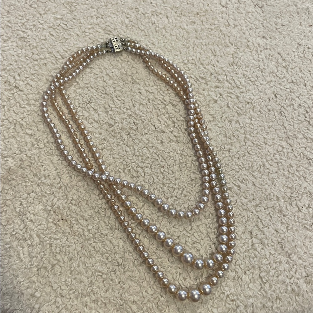 Vintage 3 strand pearl  Necklace choker